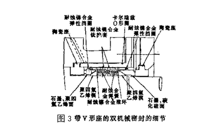 圖3-帶V型座的雙機械密封件的細節(jié)結構圖