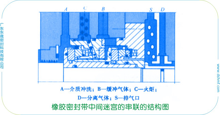 橡膠密封圈帶中間迷宮的串聯(lián)的結構圖